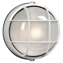  305011WH 126EB - Outdoor Cast Aluminum Marine Light with Guard - in White finish with Frosted Glass (Wall or Ceiling